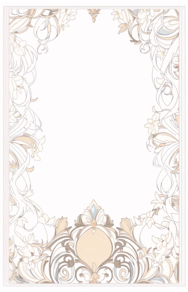「ゴージャス・エレガント」な命名書テンプレート08の元画像（白背景、花柄、花びら、枠、フレーム、かっこいい）